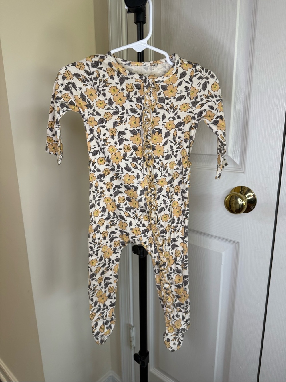 Jessica Simpson Yellow Floral Footed One-Piece